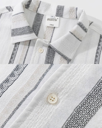 OPEN COLLAR STRIPE SHIRT W1813