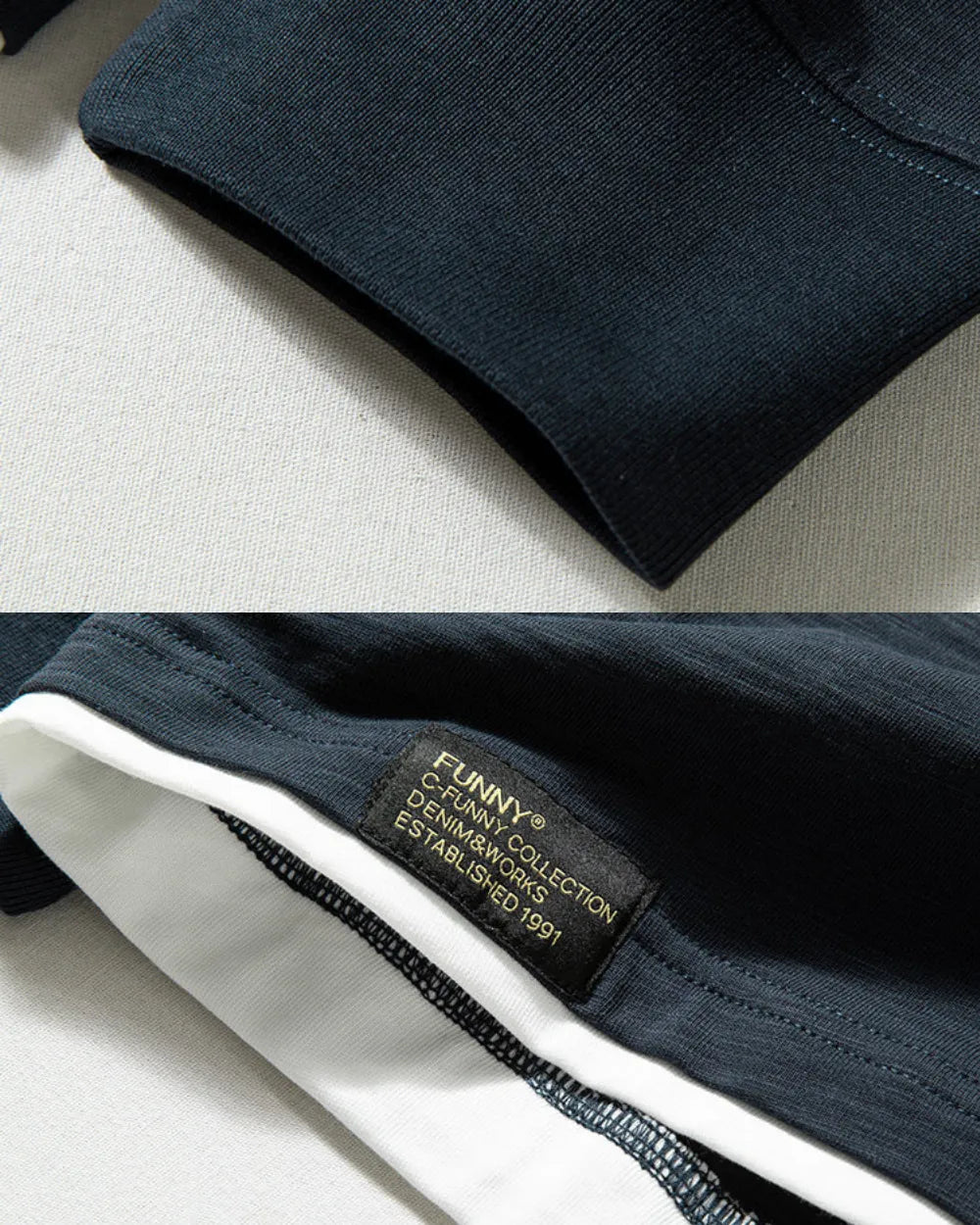 LAYERED HENLEY NECK LONG TEE W1891