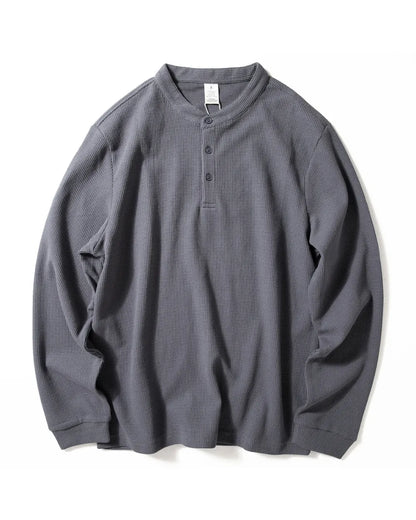 WAFFLE HENLEY NECK TEE W1958