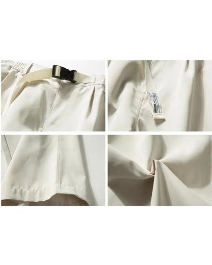 TUCKED BELTED LOOSE WIDE PANTS W1947