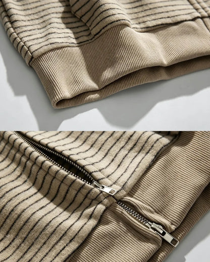 STRIPED KNIT ZIP FULL HOODIE W1960