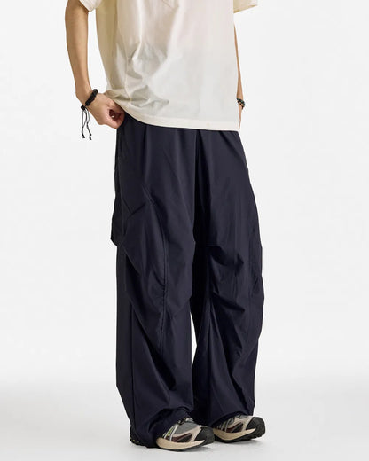 STRETCH NYLON WIDE CARGO PANTS W1862