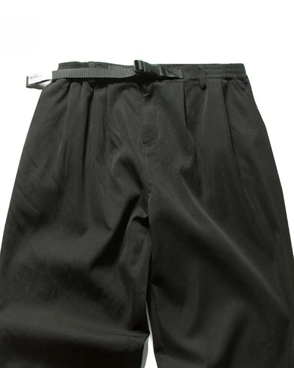 TUCKED BELTED LOOSE WIDE PANTS W1947
