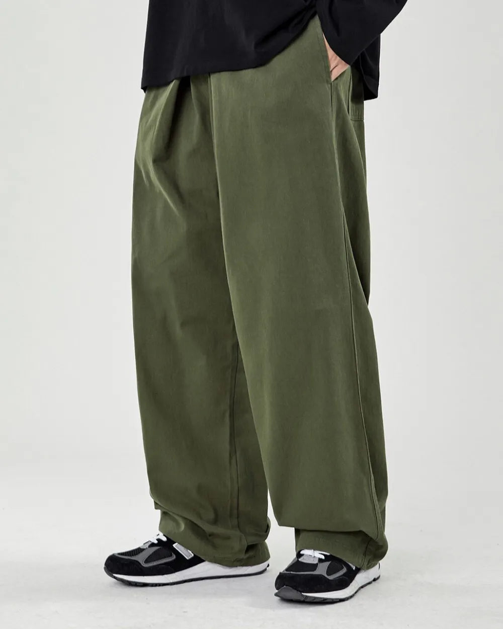 WIDE TUCKED CHINO PANTS W1873