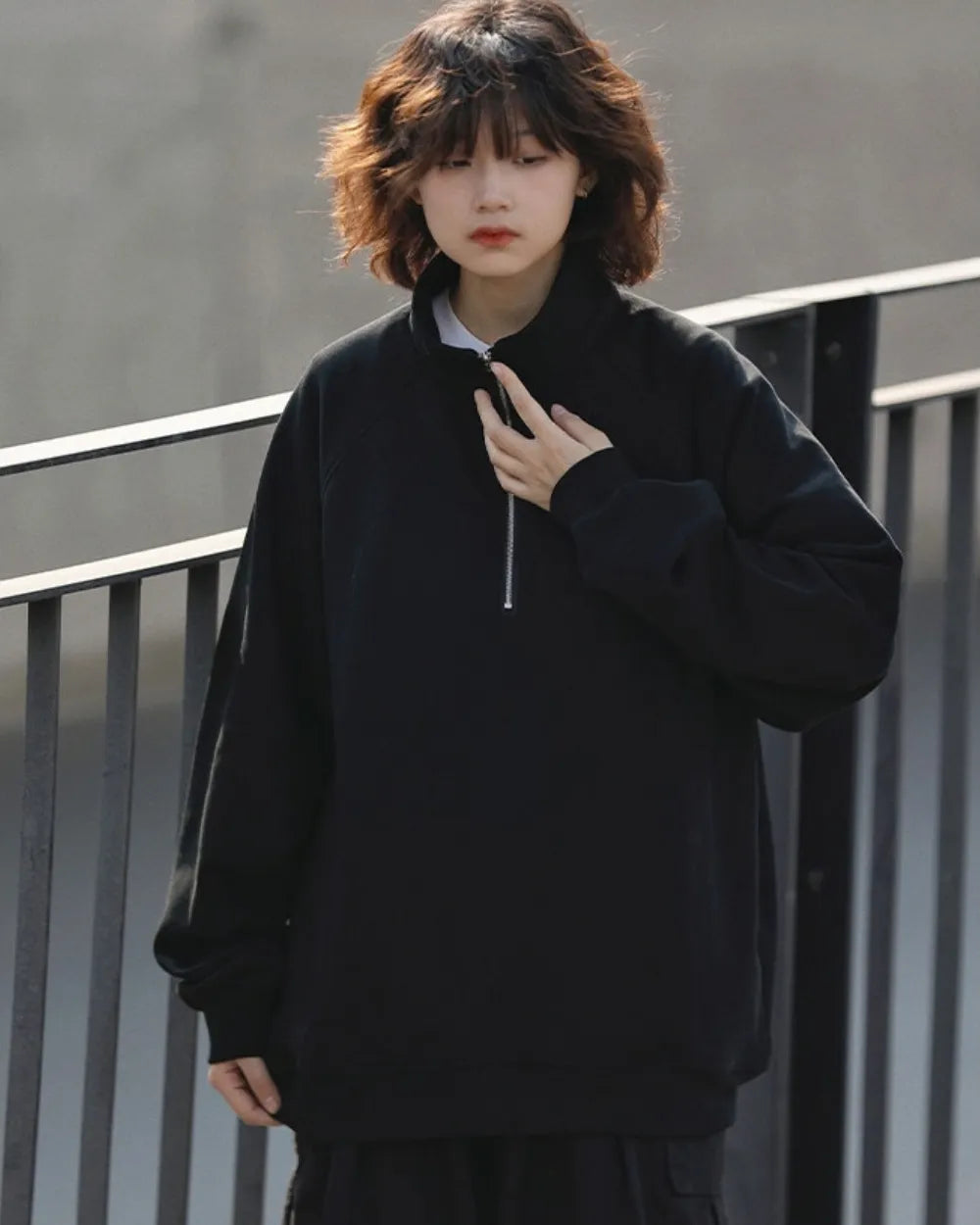 HALF ZIP RAGLAN SWEATSHIRT W1949