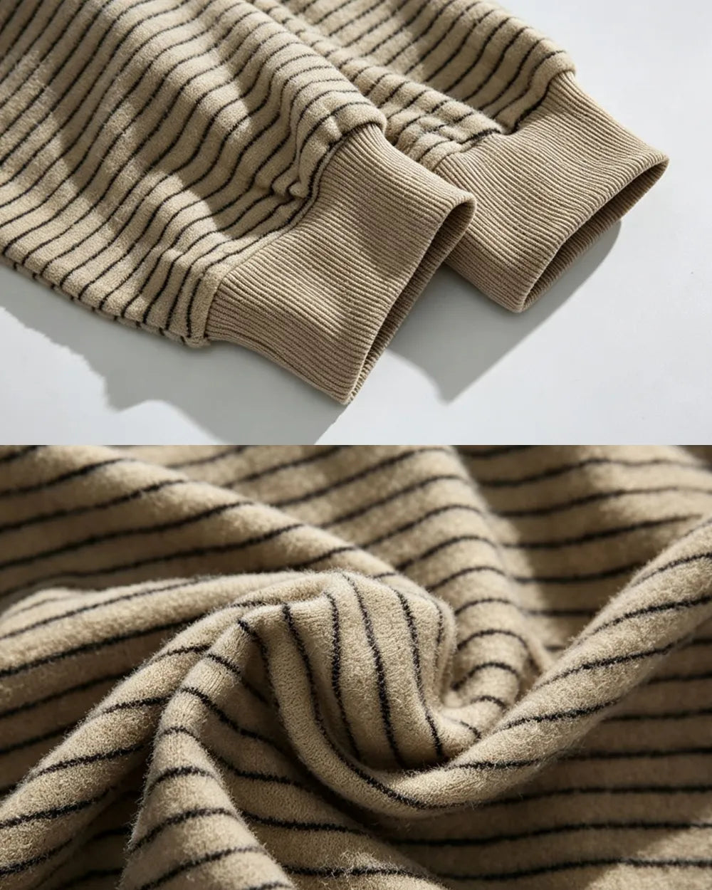STRIPED KNIT ZIP FULL HOODIE W1960