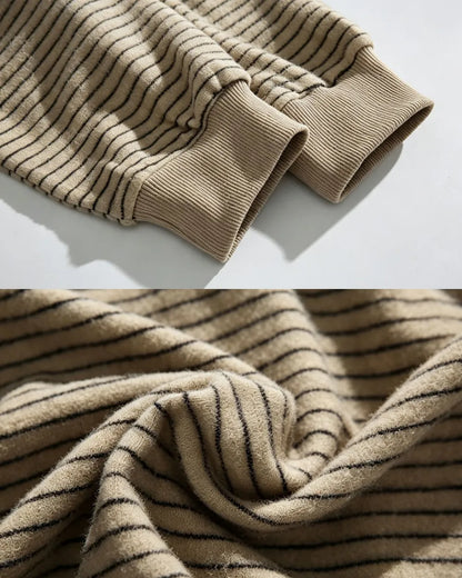 STRIPED KNIT ZIP FULL HOODIE W1960