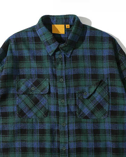 CHECK LOOSE FLANNEL SHIRTS W1856