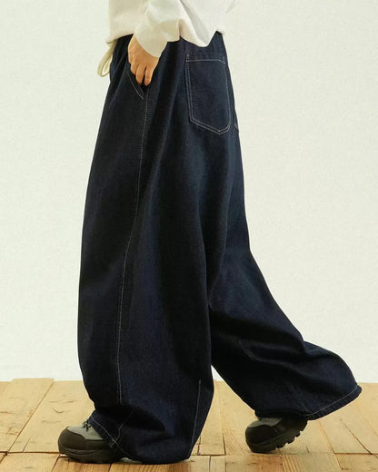 LOOSE DRAWSTRING DENIM PANTS W1948