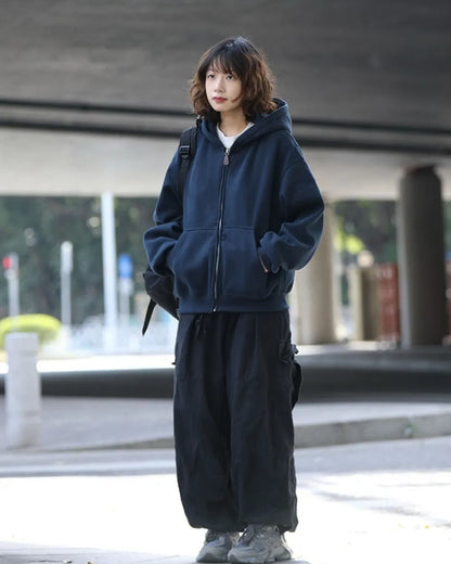 LOOSE FIT FULL ZIP HOODIE W1950