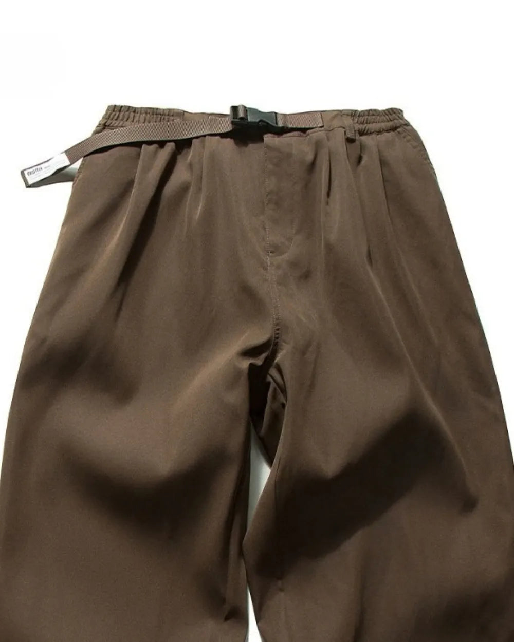 TUCKED BELTED LOOSE WIDE PANTS W1947