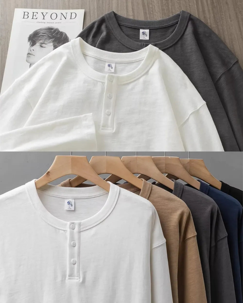 HENLEY NECK LONG SLEEVE TEE W1819