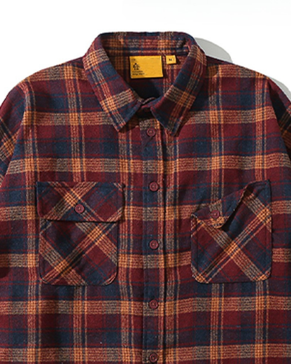 CHECK LOOSE FLANNEL SHIRTS W1856