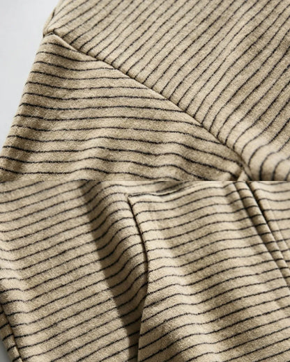 STRIPED KNIT ZIP FULL HOODIE W1960