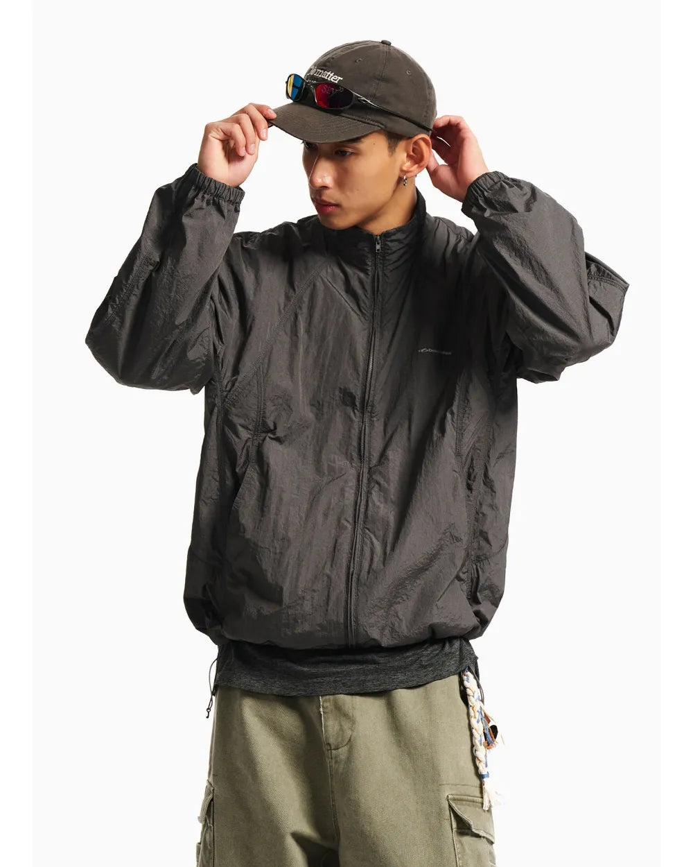 NYLON STAND COLLAR ZIPPER JACKET W1962