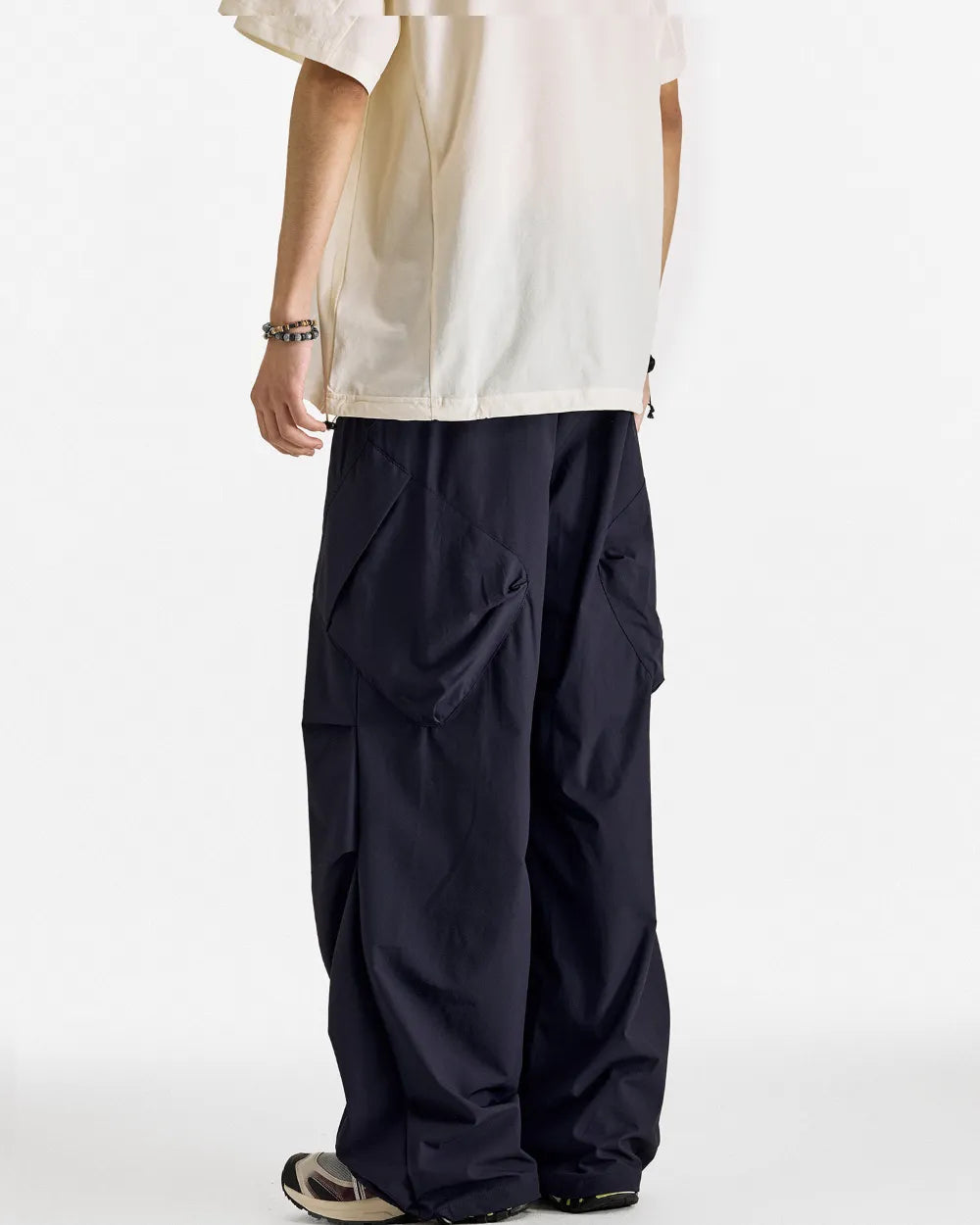 STRETCH NYLON WIDE CARGO PANTS W1862