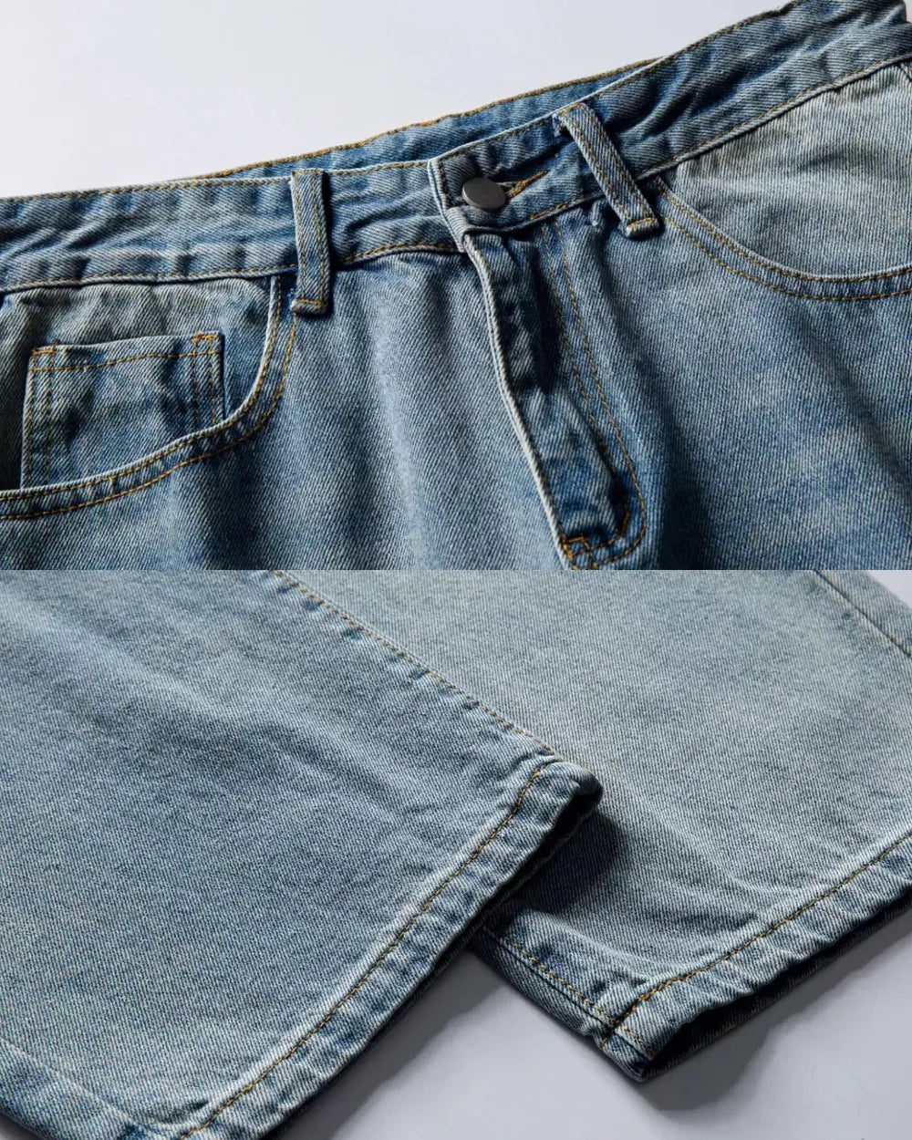 WASHED STRAIGHT WIDE DENIM PANTS W1842