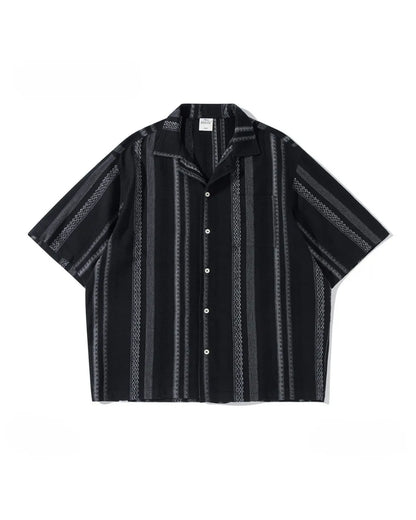 OPEN COLLAR STRIPE SHIRT W1813