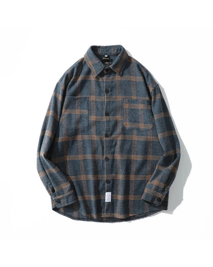 RETRO CHECK OVERSIZED FLANNEL SHIRTS W1859