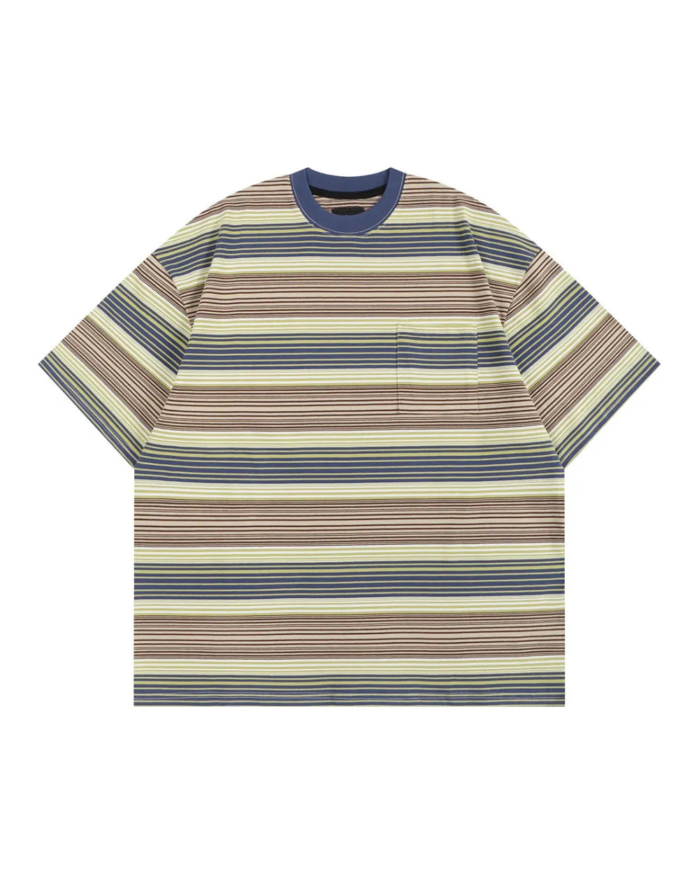 MULTI STRIPE POCKET LOOSE TEE W1815