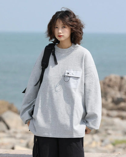 DRAWSTRING POCKET LONG SLEEVE TEE W1831