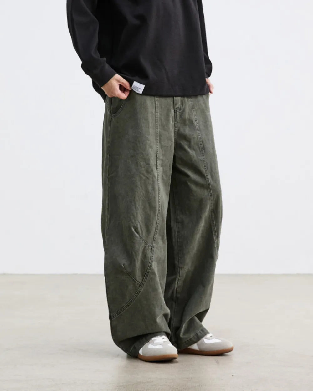 VINTAGE WASHED SEAM WIDE PANTS W1852
