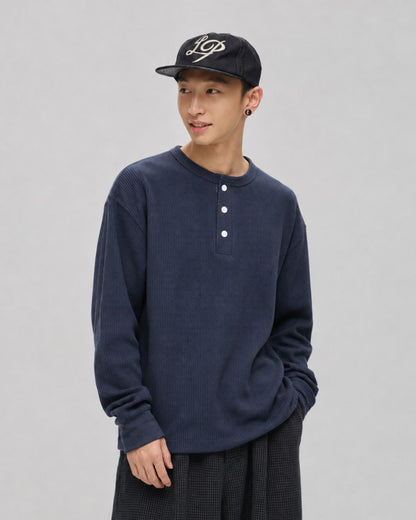 WAFFLE HENLEY LONG TEE W1601