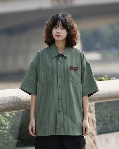 LOGO POCKET STRIPE SHIRTS W1699