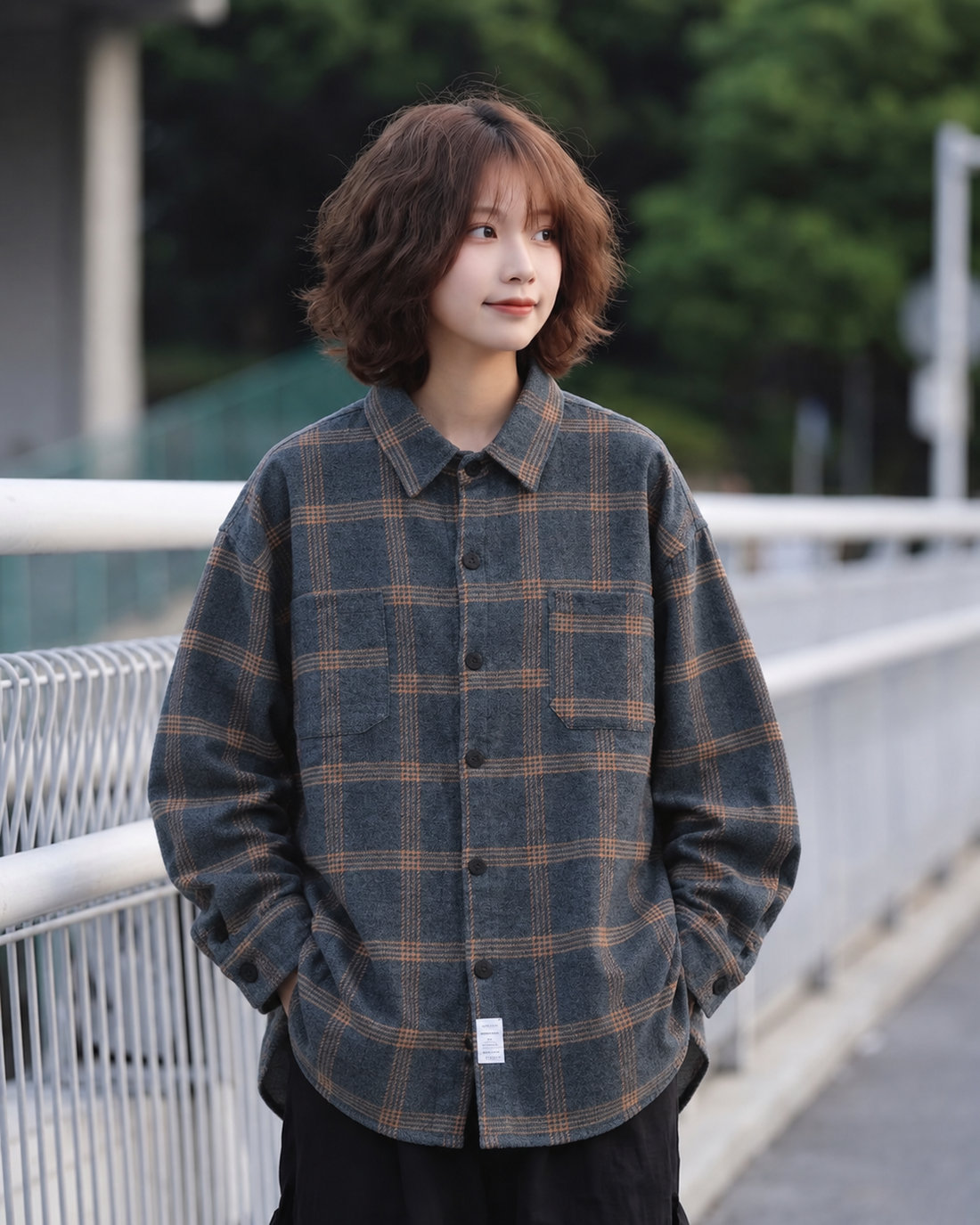 RETRO CHECK OVERSIZED FLANNEL SHIRTS W1859