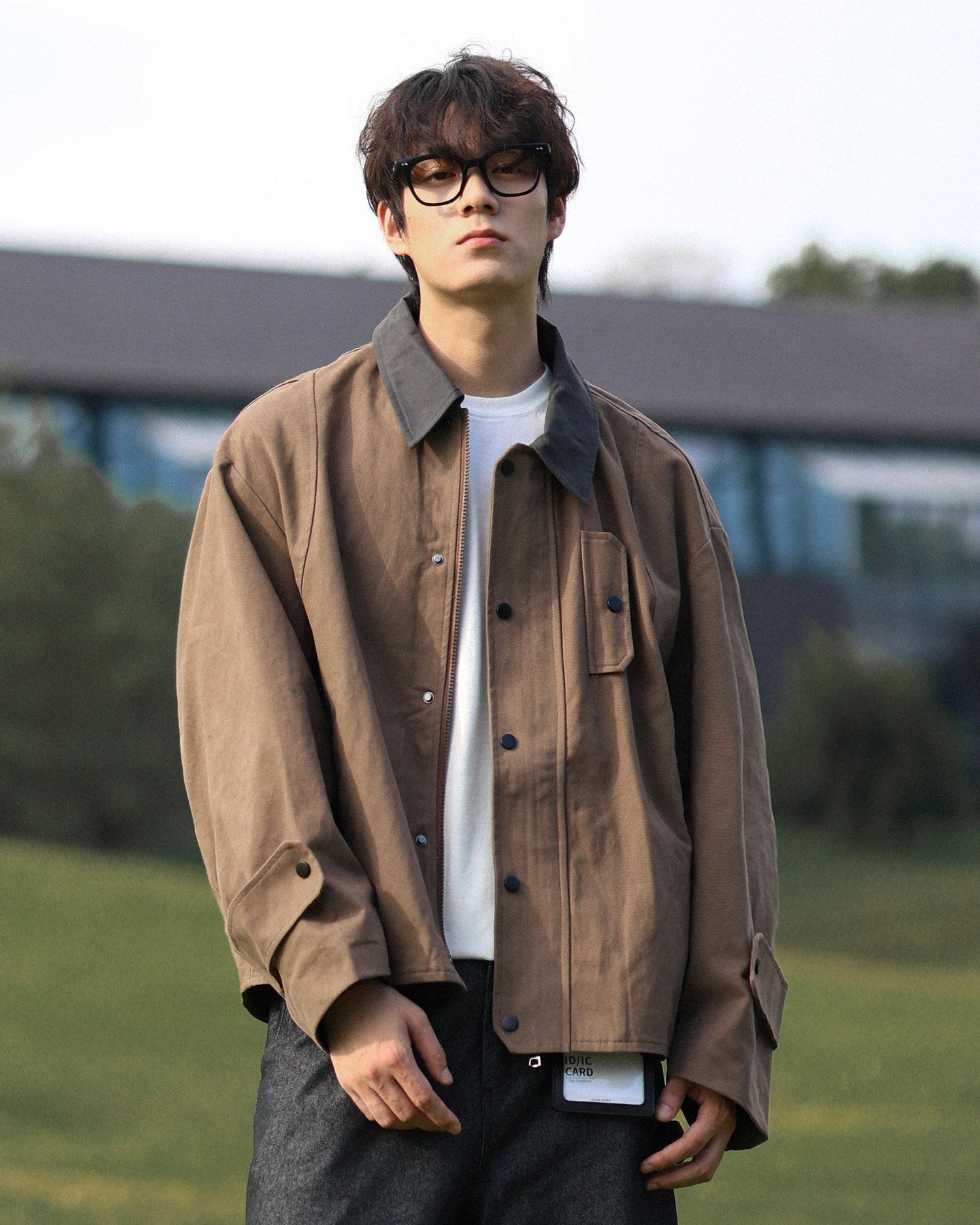 CONTRAST COLLAR UTILITY JACKET W1577