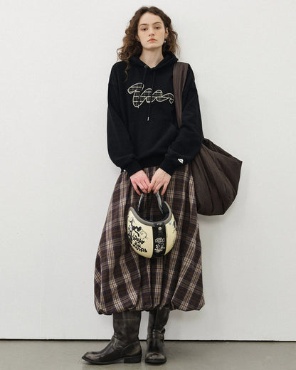 PLAID LOGO FLEECE HOODIE W1478