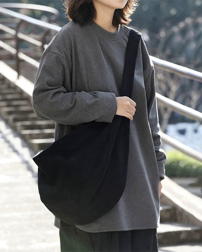 Ayudu ヴィンテージ ダブルファスナー 大容量クロスボディバッグ ユニセックス キャンバスバッグ シンプルカジュアル スポーツ ショルダーバッグ