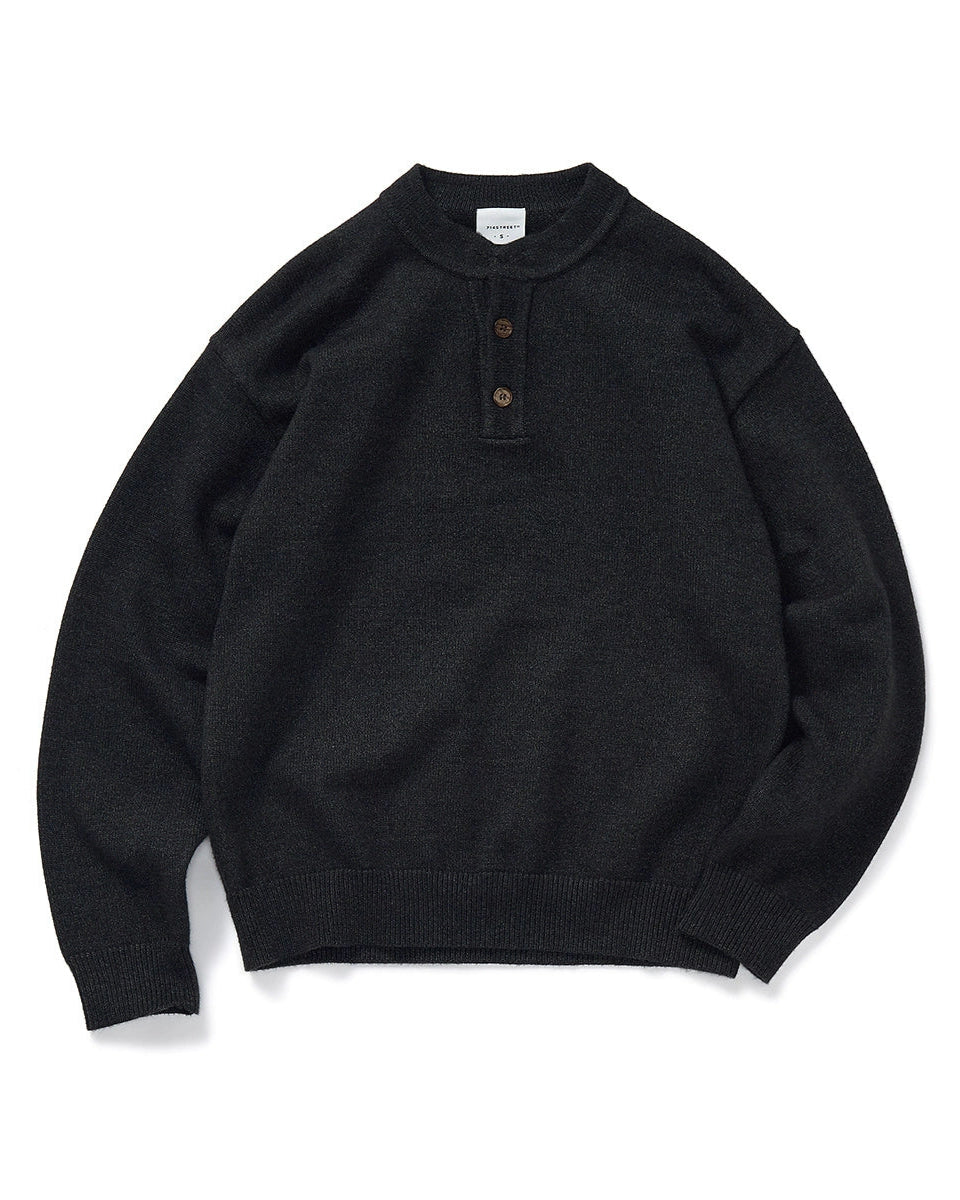 HENLEY BUTTON KNIT TOPS W1497