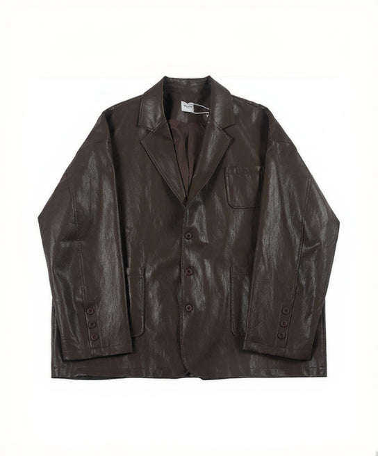 FAUX LEATHER TAILORED JACKET W1553