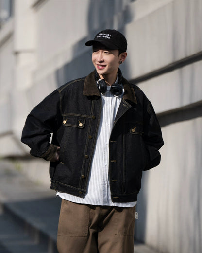 CORDUROY COLLAR DENIM JACKET W1492