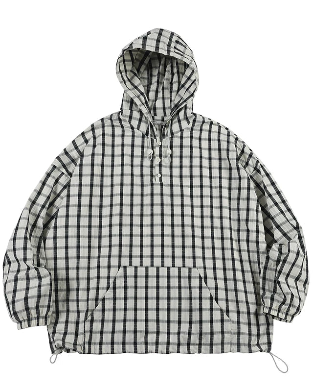 CHECK PATTERN ANORAK HOODIE W1551