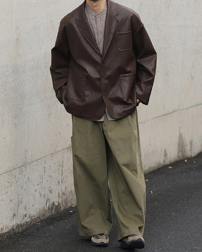 STRETCH COTTON WIDE CARGO PANTS W1552