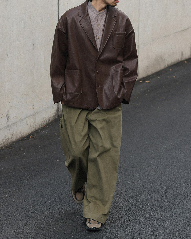 FAUX LEATHER TAILORED JACKET W1553