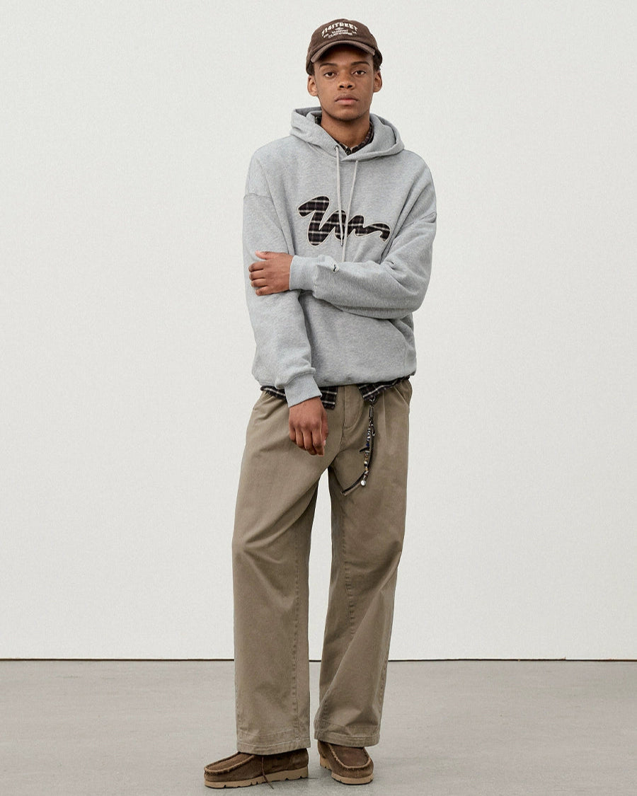 PLAID LOGO FLEECE HOODIE W1478
