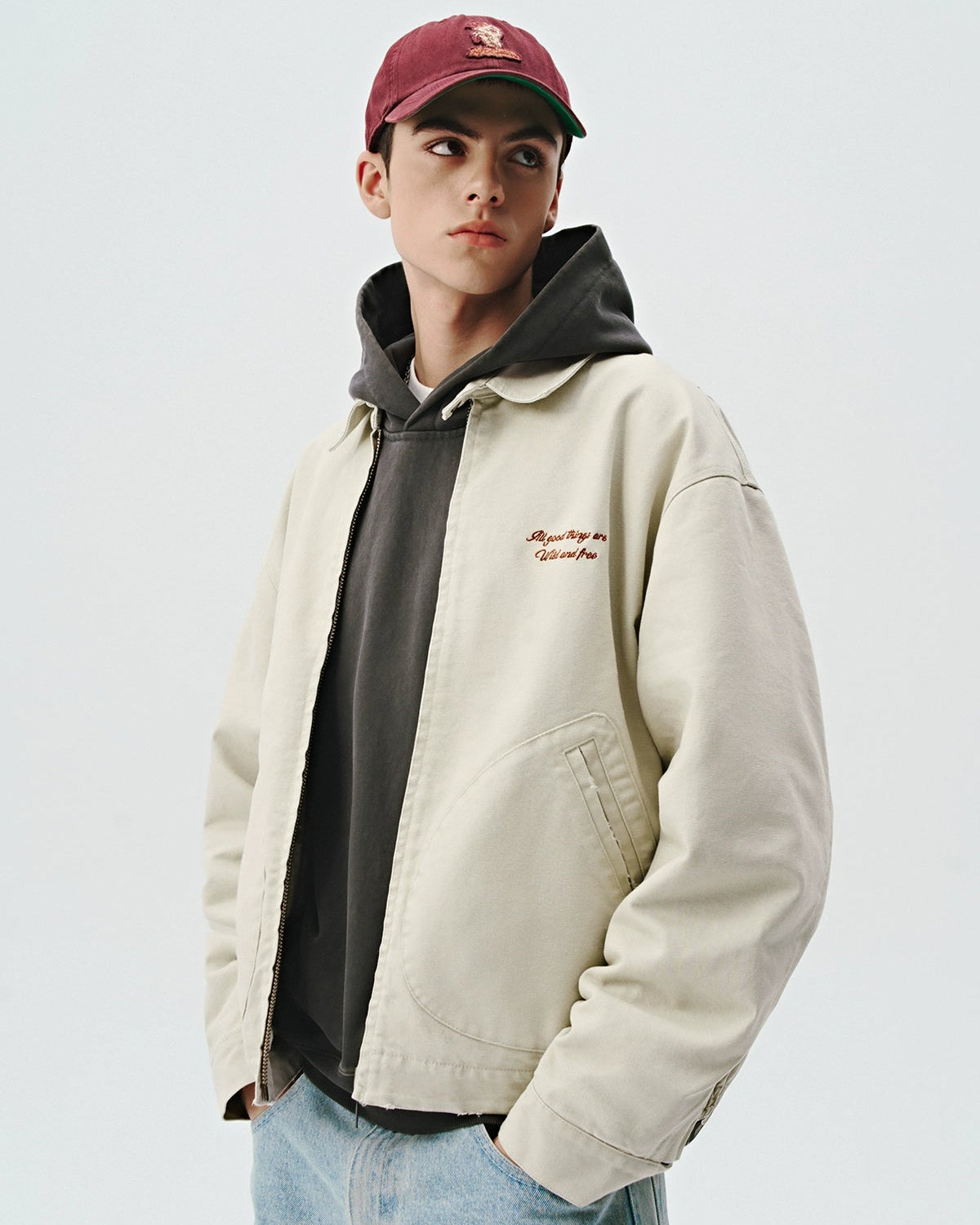 COTTON EMBROIDERY TRUCKER JACKET W1521