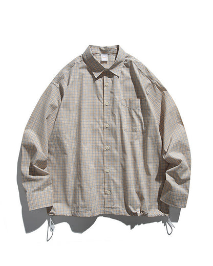 CHECKERED DRAWSTRING SHIRTS W1572
