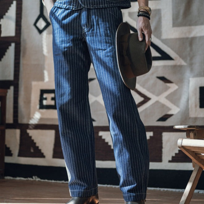 STRIPE WORK DENIM PANTS W1174