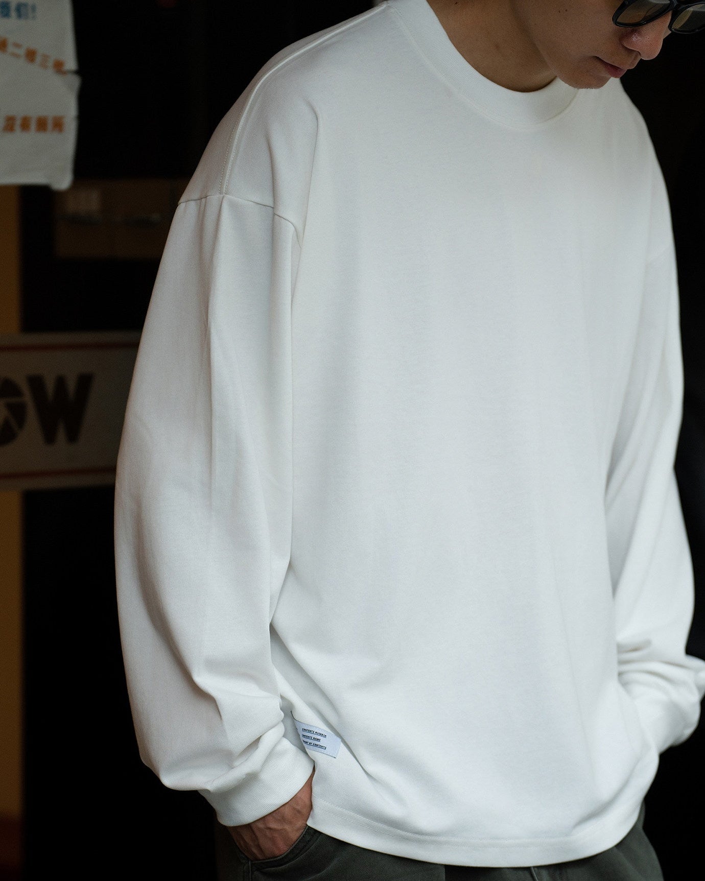 COTTON OVERSIZED LONG TEE W1547