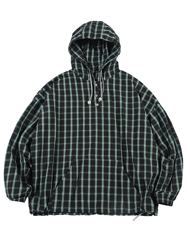 CHECK PATTERN ANORAK HOODIE W1551