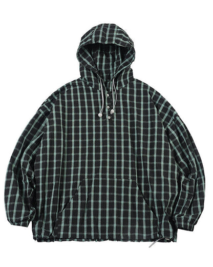 CHECK PATTERN ANORAK HOODIE W1551