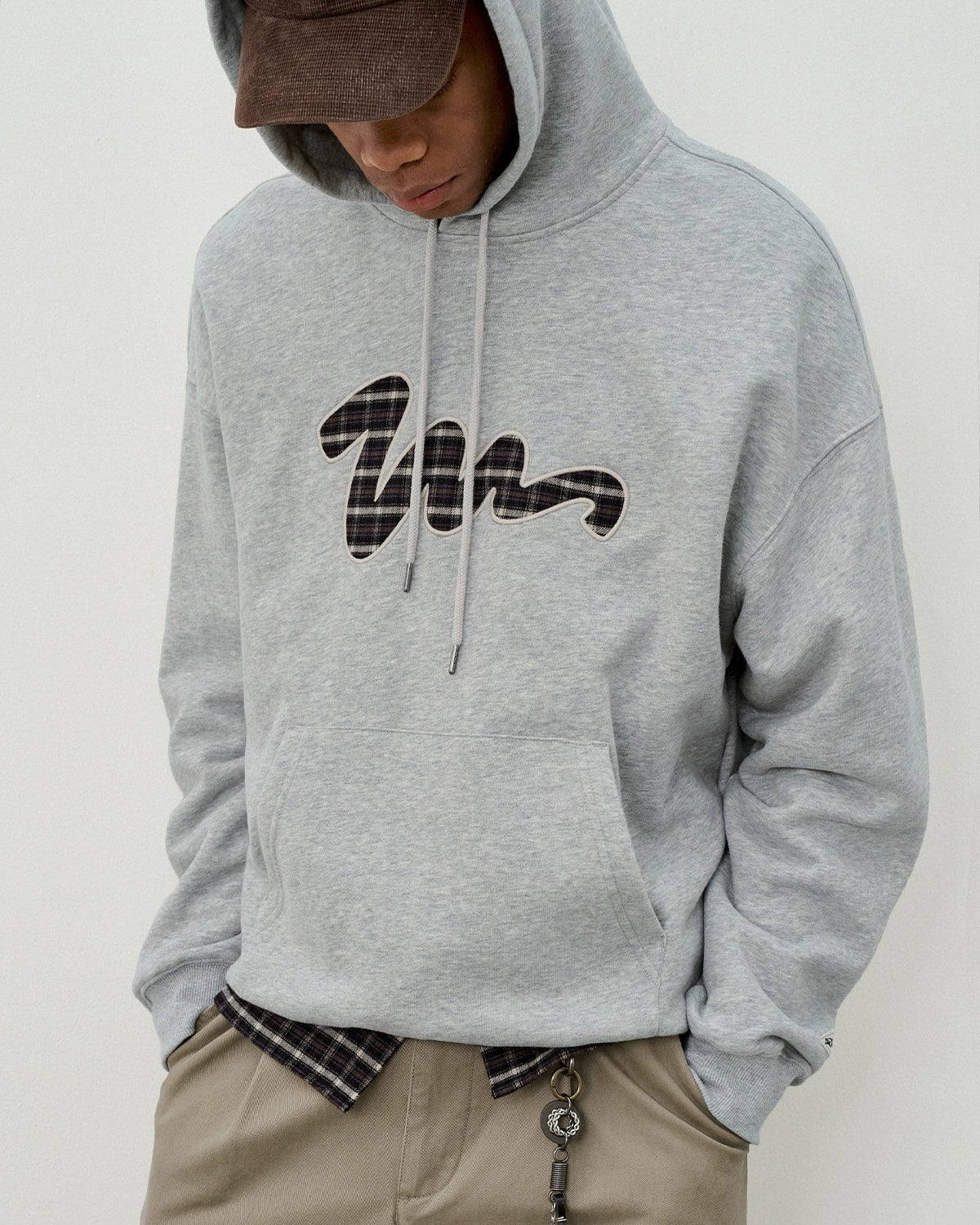 PLAID LOGO FLEECE HOODIE W1478
