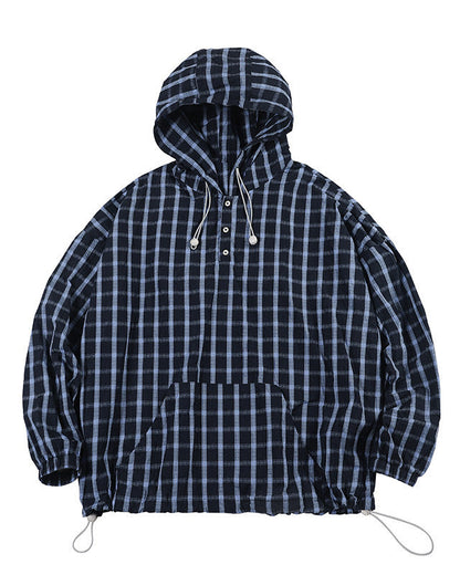 CHECK PATTERN ANORAK HOODIE W1551