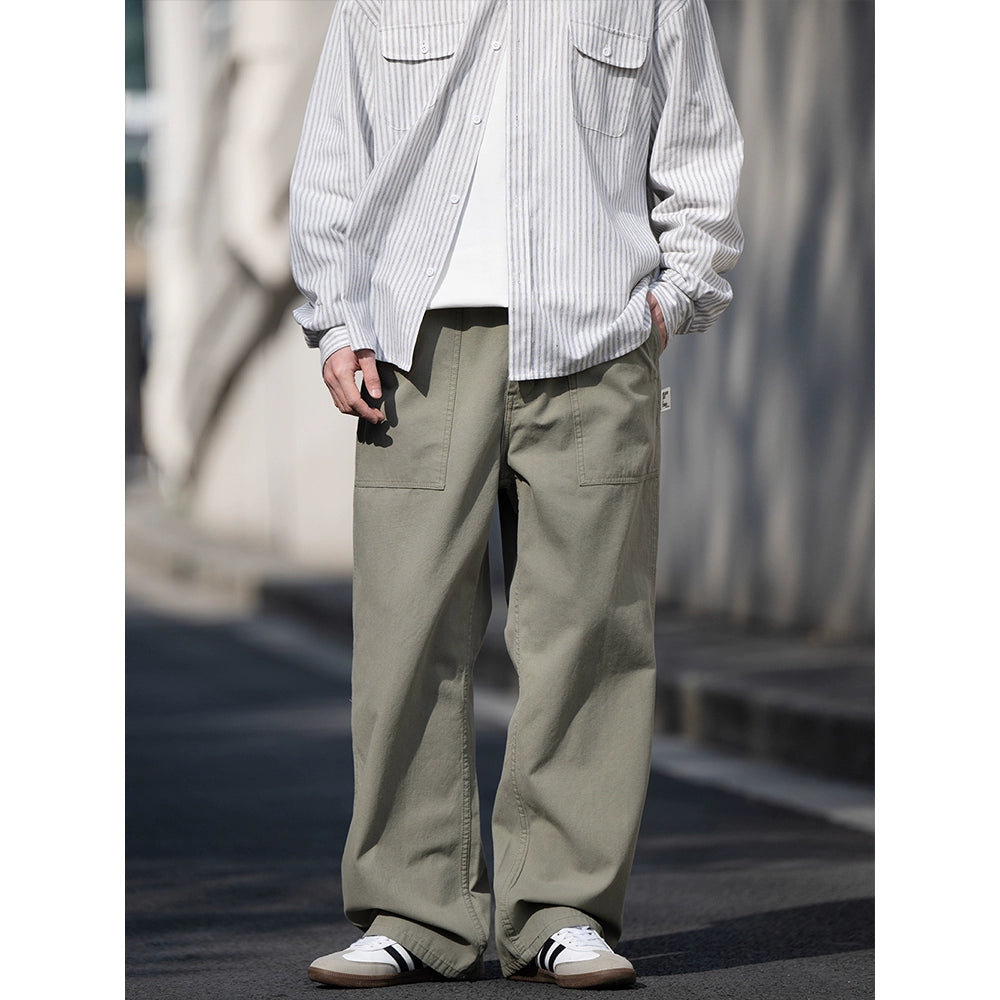 STRAIGHT COTTON WORK PANTS W931