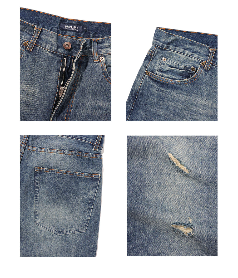 DAMAGED DENIM PANTS W256