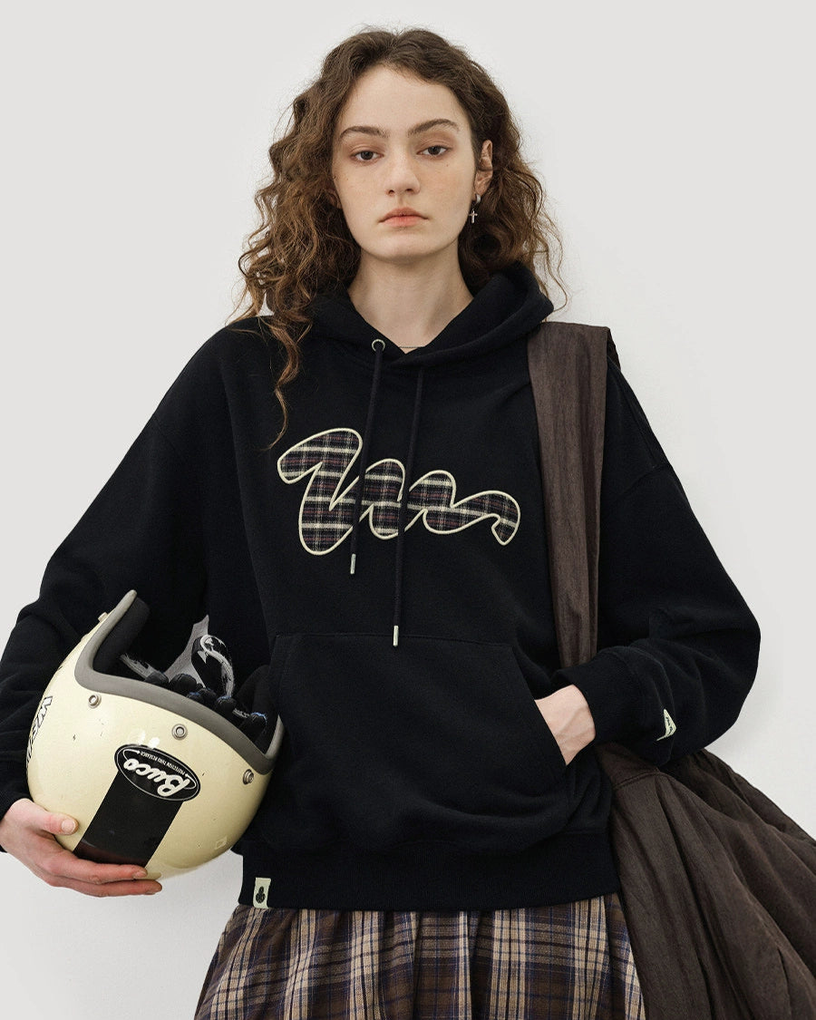 PLAID LOGO FLEECE HOODIE W1478